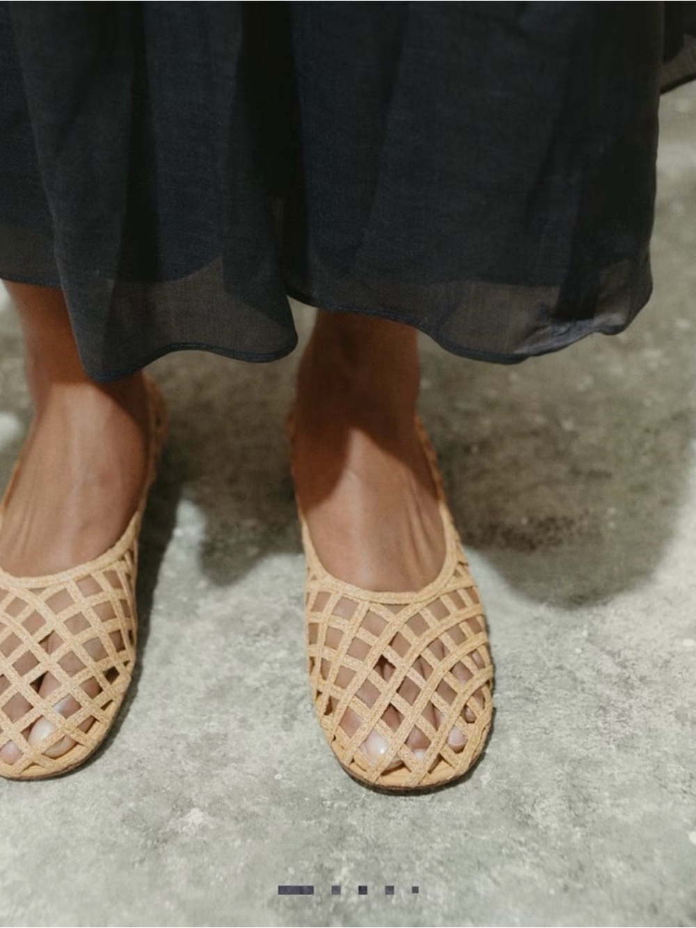 Mango Woven Lattice Ballet Flats - Beige